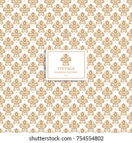 Gold vintage seamless pattern. Ornament. Floral pattern. Paisley elements. Traditional, Arabic, Turkish, Indian motifs. Great for fabric and textile, wallpaper, packaging or any desired idea.