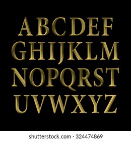 Gold vintage vector font.