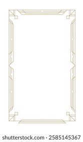 Gold vintage vector frame featuring art deco geometric pattern, framing white circular element against pristine backdrop