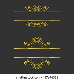 gold vintage vignette frames set on white background