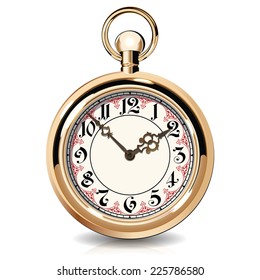 Gold vintage watches isolated on white background