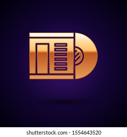 Gold Vinyl disk icon isolated on dark blue background.  Vector Illustration