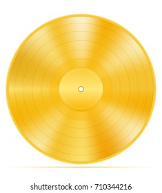 gold vinyl disk stock vector illustration isolated on white background