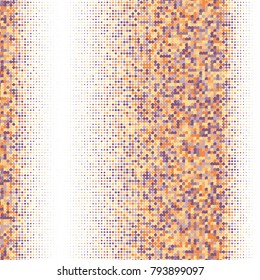 Gold, violet color mixed halftone dots. Colorful geometric gradient for pop art designs. Geometric vintage monochrome fade wallpaper. Dotted geometric retro pattern. Comic halftone background.