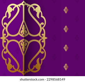 Gold and violet Indian background. Luxury pattern template. Vector abstract design elements. Great for invitation and greeting cards, packaging, flyer, wallpaper or any desired idea. Asian ornament