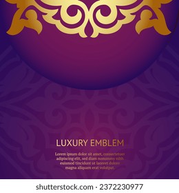 Gold and violet Indian background. Luxury pattern template. Vector abstract design elements. Great for invitation and greeting cards, packaging, flyer, wallpaper or any desired idea. Asian ornament