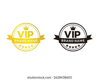gold VIP badges symbol icon design vector, isolated on transparent background