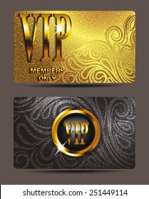 Gold VIP cards with floral design