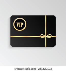 Gold VIP cards with shiny letters and ribbon