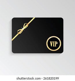 Gold VIP cards with shiny letters and ribbon