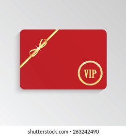 Gold VIP cards with shiny letters and ribbon