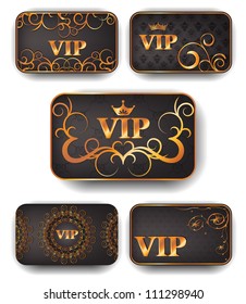 Gold vip cards in vector