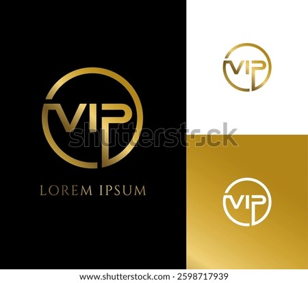 Gold VIP Logo Design, vector illustration