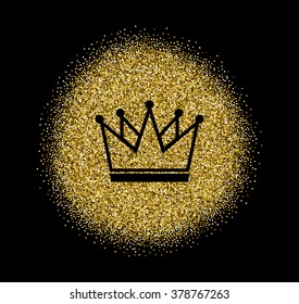Gold VIP logo in line style vector. VIP members only banner. Gold sparkles on black background.Gold logotype, logo, icon for card, vip, exclusive, certificate, luxury, privilege, present, shopping.