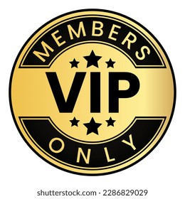 Gold VIP Members Only stamp sticker with Stars vector illustration