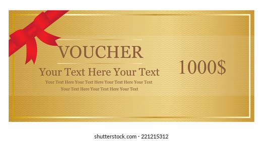 Gold Voucher With Red Ribbon