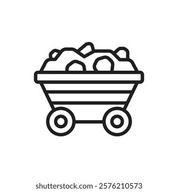 Gold Wagon Outline Icon Vector Illustration