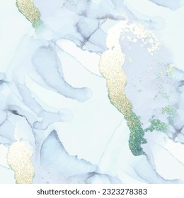 Gold Wall Seamless Repeat. Gold Art Paint. Blue Oriental Watercolor. Modern Seamless Painting. Blue Water Color Repeat. Floor Marble Background. Lilac Alcohol Ink Background. Marble Alcohol Ink.
