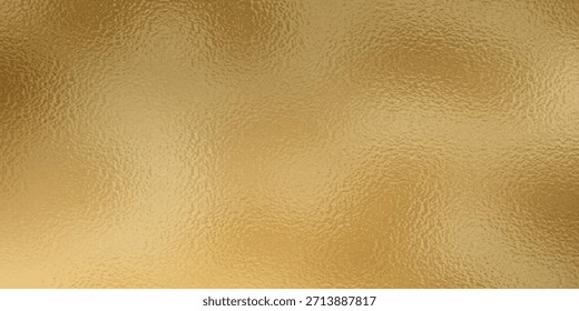 Goldener Wandtexturhintergrund mit glänzend gelbem Folieneffekt. Glänzende Lichtreflexionen schaffen ein lebendiges, luxuriöses Gefühl, perfekt für elegantes goldenes Papier oder Premium-Tapeten-Designs. Bild in hoher Qualität