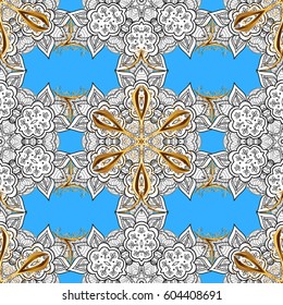 Gold Wallpaper on texture background. Golden element on blue background.