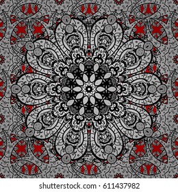 Gold Wallpaper on texture background. Damask seamless repeating background. Gold floral ornament in baroque style. Golden element on red background.