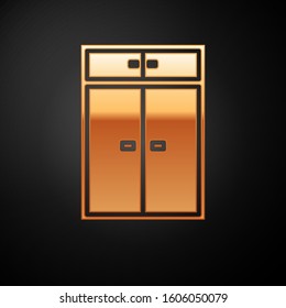 Gold Wardrobe icon isolated on black background.  Vector Illustration