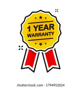 Gold warranty medal. Flat design. Check mark icon. Checklist document. Shield icon. Quality mark. Vector sign. Vector illustration.