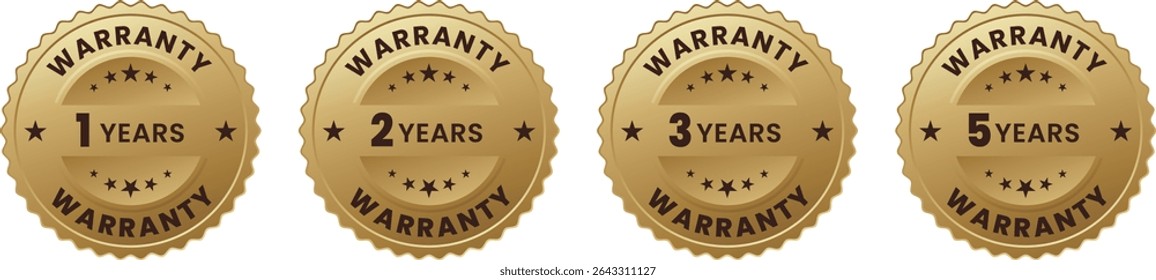 Selos de garantia ouro 1 2 3 e 5 anos, Selos de garantia dourados para certificados de produtos, Amazon Listings, Projeto de pacote