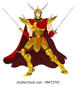 Gold Warrior with two-handed swords