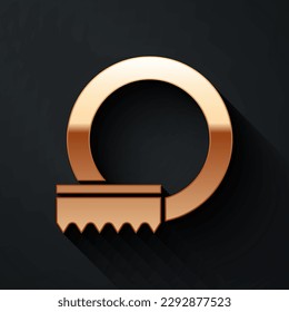 Gold Washing dishes icon isolated on black background. Cleaning dishes icon. Dishwasher sign. Clean tableware sign. Long shadow style. Vector
