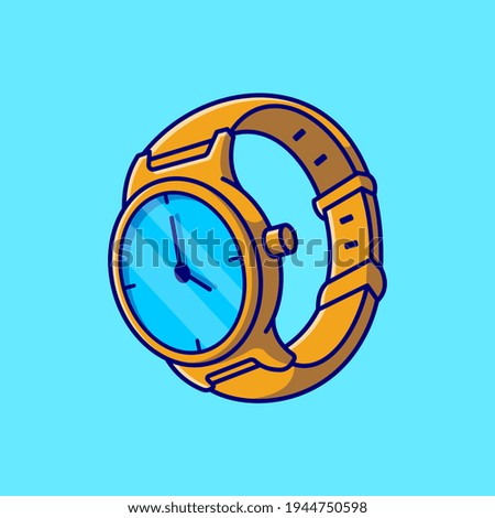Gold watch Cartoon Vector Icon Illustration. Fashion Object Icon Concept Isolated Premium Vector. Flat Cartoon Style
