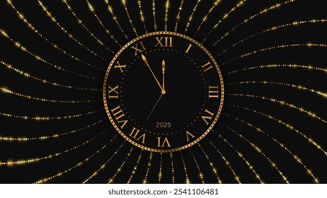 Gold watch. New Year and Christmas background. Vector illustration