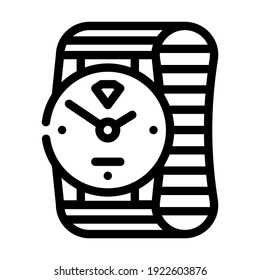 el vector de icono de la línea de observación dorada. señal de relojes de oro. símbolo de contorno aislado ilustración negra