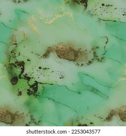 Gold Water Color Marble. Foil Abstract Background. Fluid Elegant Pattern. Metal Water Color Watercolor. Golden Alcohol Ink Canvas. Blue Marble Watercolor. Green Art Paint. Vector Abstract Painting.