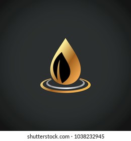 gold water drop nature vector logo