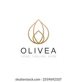gold water drop, olive oil logo. oil drop Logotype concept icon. Vector illustration suitable for organization, company, or community.