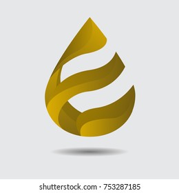 gold water drop shape logo template design vector eps 10