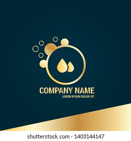 gold water drops sign - business logo. luxury logo for your company.