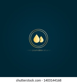 gold water drops sign - business logo. luxury logo for your company.