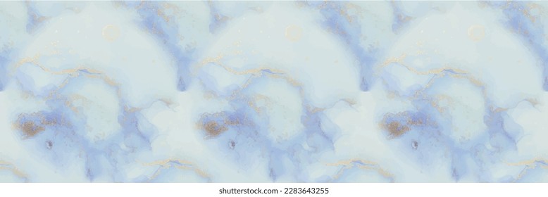 Gold Watercolor Marble. Vector Seamless Background. Luxury Alcohol Ink Canvas. Foil Marble Background. Metal Vector Ink Glitter. Blue Ink Paint. Foil Gradient Watercolor. Modern Abstract Art Template