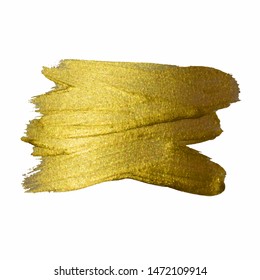 Gold watercolor texture paint stain abstract illustration. Shining brush stroke for you amazing design project