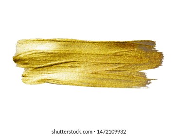 Gold watercolor texture paint stain abstract illustration. Shining brush stroke for you amazing design project