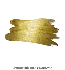 Gold watercolor texture paint stain abstract illustration. Shining brush stroke for you amazing design project