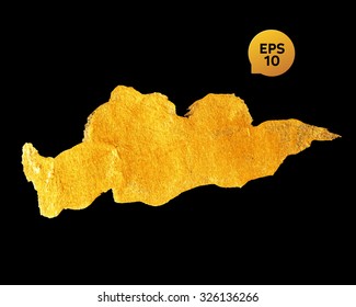 Gold watercolor texture paint stain abstract illustration black background. Shining brush stroke for you amazing design project.