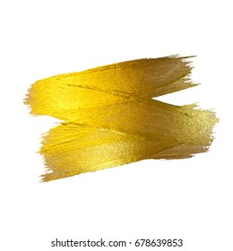 Gold Watercolor Texture Paint Stain Abstract Illustration. Shining Brush Stroke Set for you Amazing Design Project. White background.