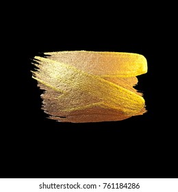 Gold Watercolor Texture Paint Stain Abstract Illustration. Shining Brush Stroke for you Amazing Design Project. Black Background