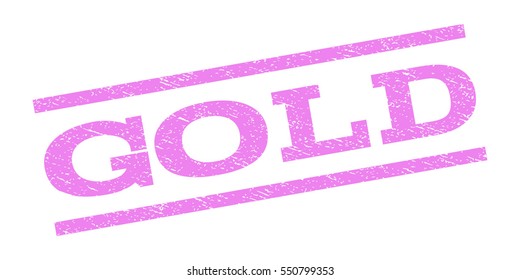 Gold watermark stamp. Text caption between parallel lines with grunge design style. Rubber seal stamp with dirty texture. Vector violet color ink imprint on a white background.