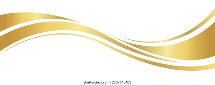 curva de la onda del oro, forma de esquina de la onda de oro para el elemento, gráfico de oro de la cinta de las rayas, oro rayado