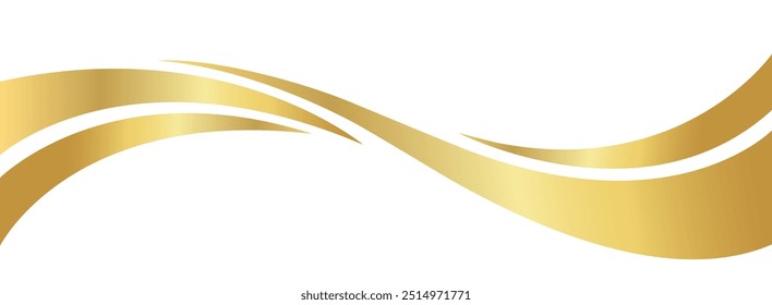 gold wave curve, golden wave corner shape for element, stripes ribbon golden graphic, striped gold