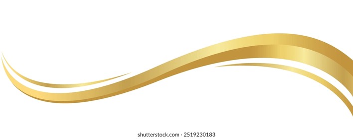 gold wave curve, golden wave corner shape for element, stripes ribbon golden graphic, striped gold